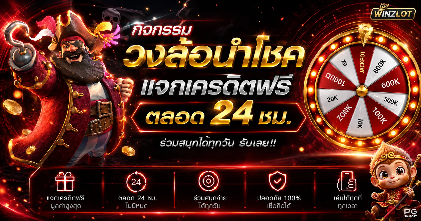 กิจกรรมวงล้อนำโชคและเกมออนไลน์ WINZLOT